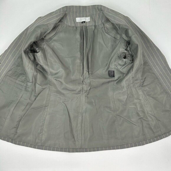 Tahari ASL Women's‎ Gray Green Pinstripe One Button Business Career Blazer 6/C37 - Picture 8 of 13